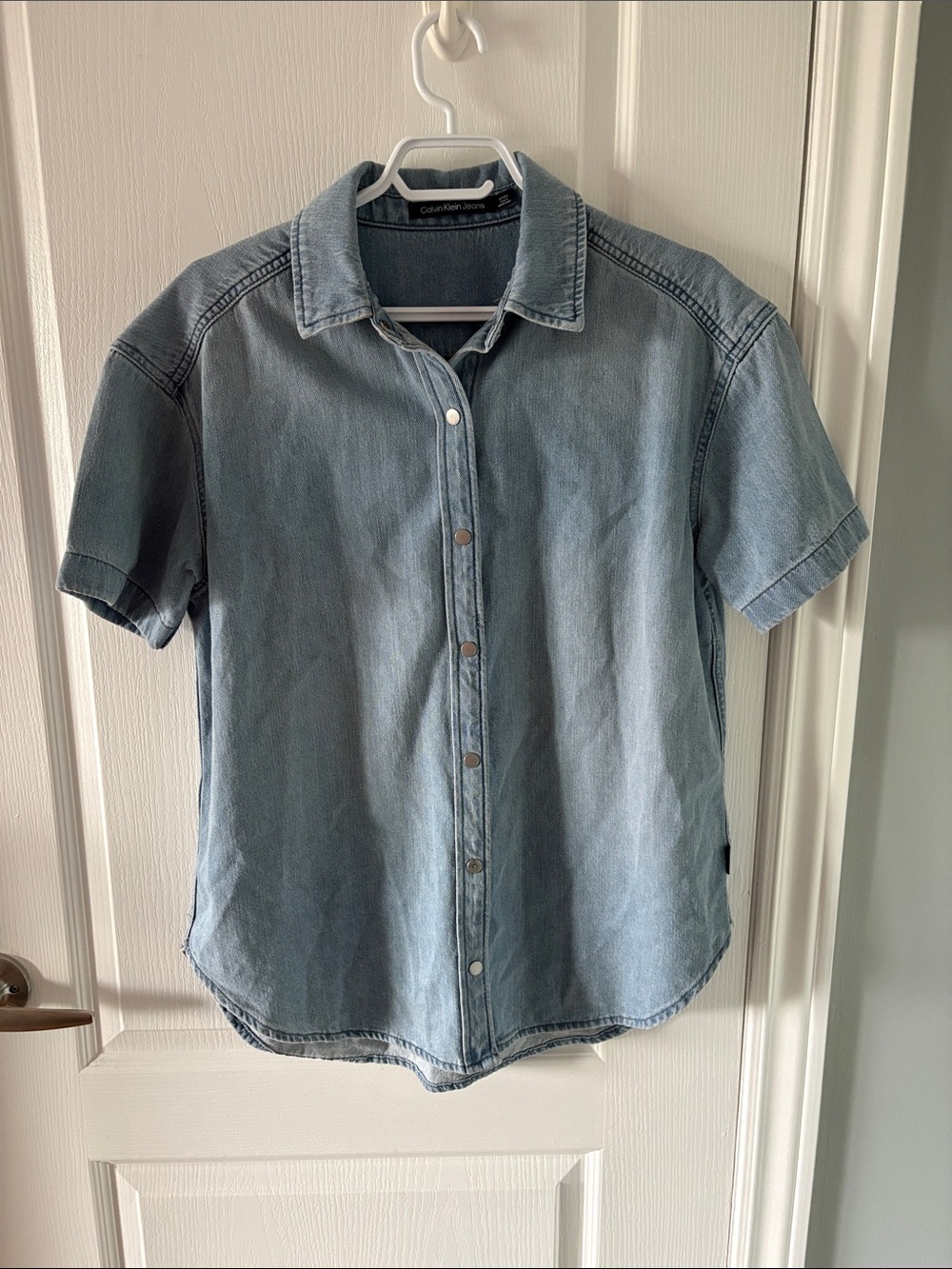 Calvin Klein Jeans Light Blue Short-Sleeve Denim Button-Up Shirt